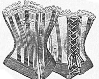 Victorian Corset PDF Pattern: 1890s De Gracieuse, 30-inch Waist (Bonus Included)