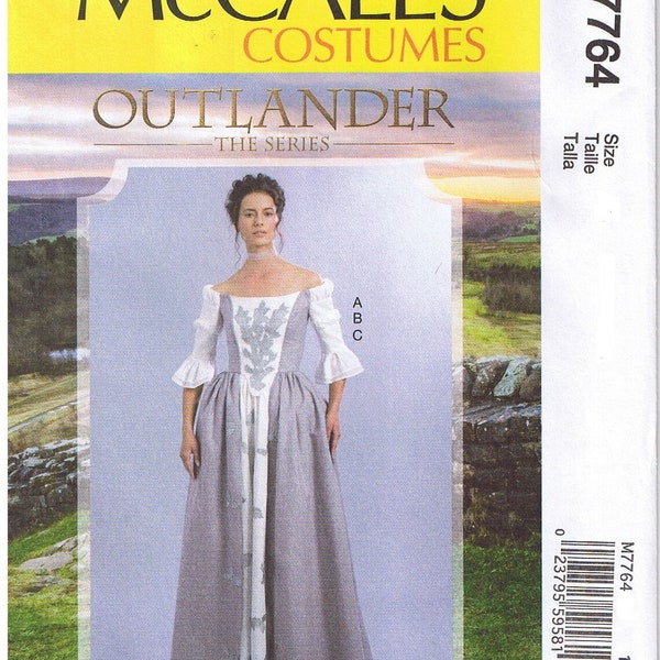 18th Century Claire Outlander Wedding 2 Piece Dress Boned Off the Shoulder Top and Gathered Skirt  Sewing Pattern Sz 14 -22 Cosplay Costume