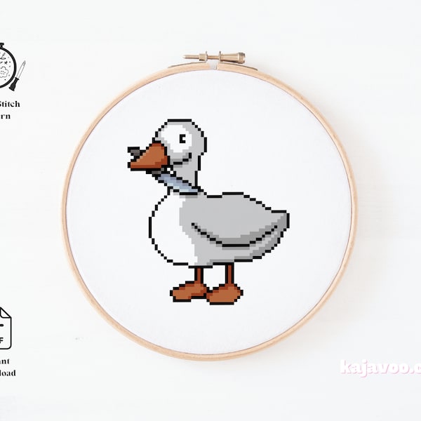 Goose With Knife Cross Stitch Pattern. Funny Cross Stitch Pattern Animals. Snarky Cross Stitch Pattern. PDF Instant Download!