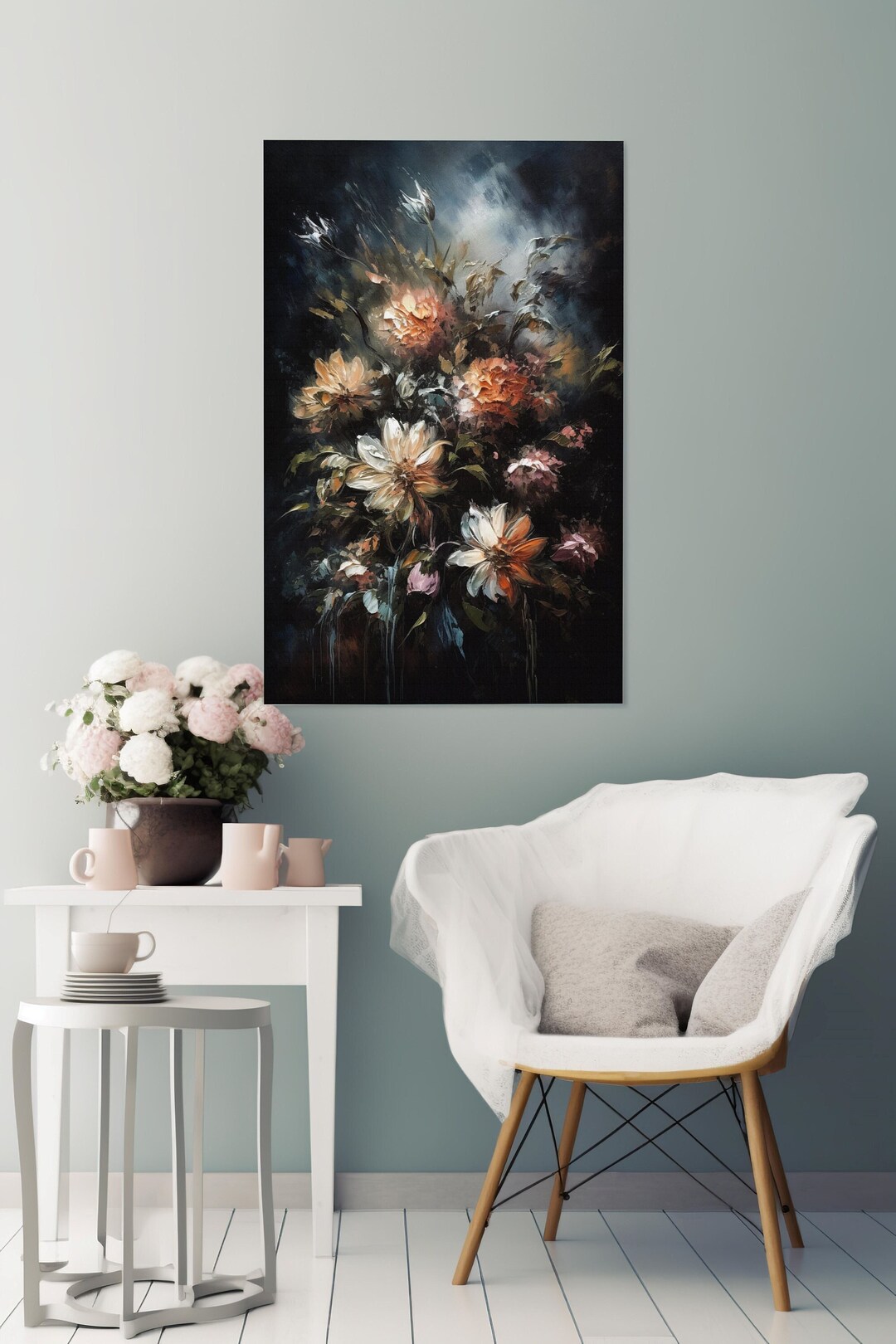 Flower Painting Instant Download Moody Floral Wall Art Dark Academia ...