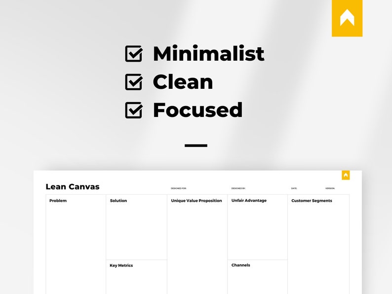 Lean Canvas Minimalist Template Printable Fillable PDF JPEG - Etsy