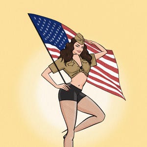 Pinup illustration for pinup lovers - Army Pinup - Retro style Pinup - house warming - home decor wall art - gift idea