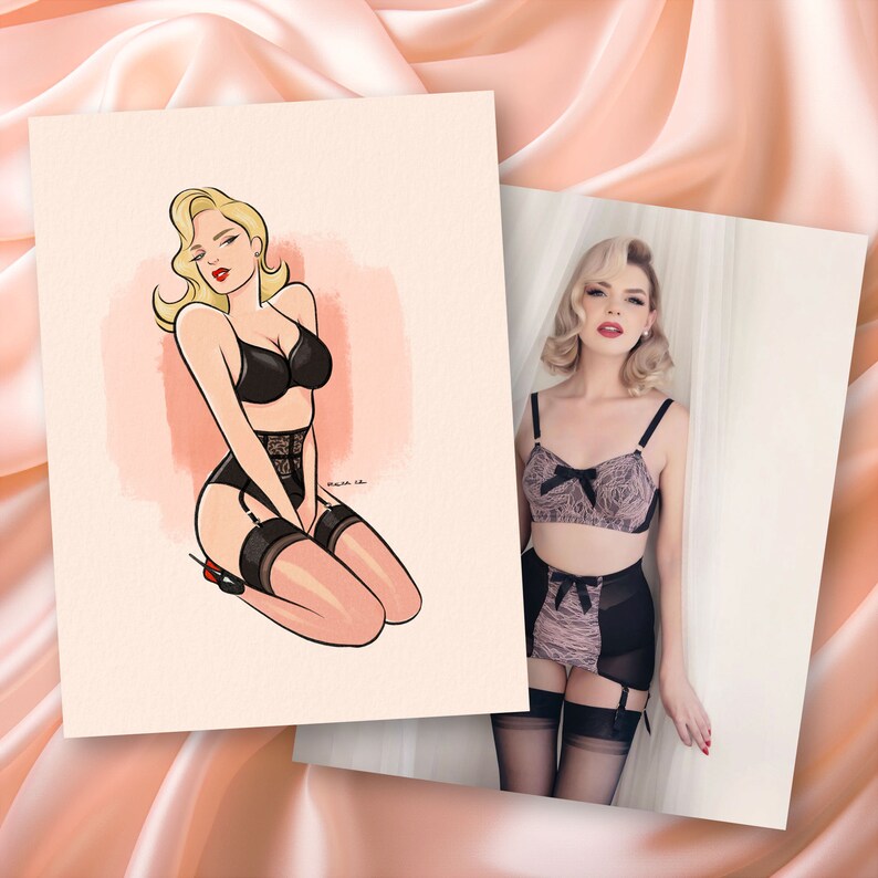 Custom Pin up Portrait Illustration for You or Your Loved One Gift for