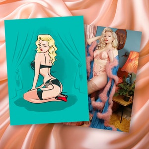 Custom pin up portrait illustration for you or your loved one - gift for him or her - house warming - home decor wall art - gift idea