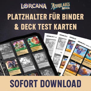 Lorcana Placeholder Cards & Deck Testkaarten om zelf af te drukken - Set 6 Azure Sea - DIN A4 4 bestanden 25 pagina's