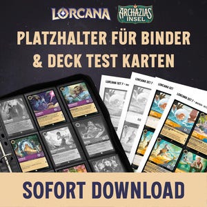 Lorcana Placeholder Cards & Deck Testkaarten om zelf af te drukken - Set 7 Archazias Island - DIN A4 4 bestanden 25 pagina's