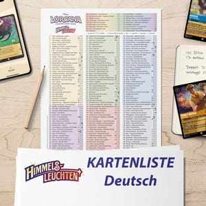 Digital Download Kartenliste Checkliste Lorcana Himmelsleuchten Deutsch 5. Set Sammelordner Übersicht