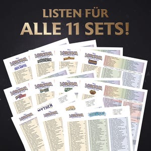 Digital Download Map List Checklist Lorcana German Set 1-11 Set Collection Folder Overview - 11 files in the package