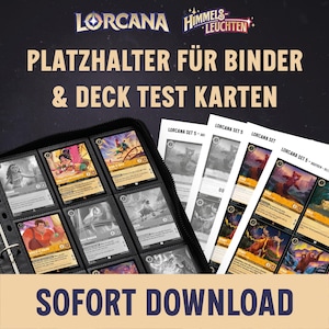 Lorcana Placeholder Cards & Deck Testkaarten om zelf af te drukken - Set 5 Sky Lights - DIN A4 4 bestanden 25 pagina's