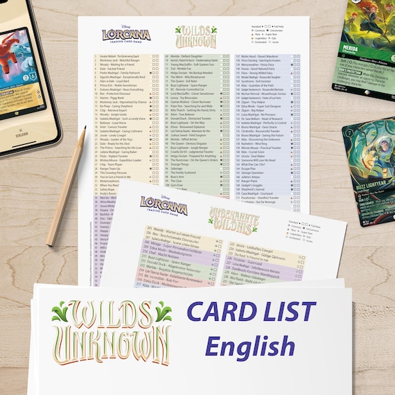 Digital Download Card List Checklist Lorcana English Set 1-12 Set Binder  Overview - 12 PDF Files in the Package - Etsy