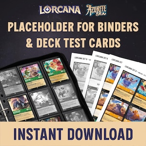 Lorcana Placeholder Cards & Deck Test Cards om zelf af te drukken - Set 6 Azurite Sea - DIN A4 4 bestanden 25 pagina's
