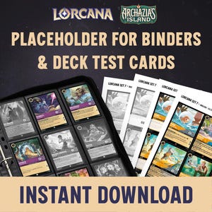 Lorcana Placeholder Cards & Deck Testkaarten om zelf af te drukken - Set 7 Archazias Island - DIN A4 4 bestanden 25 pagina's
