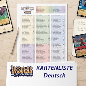 Digitale downloadkaartlijst Checklist Lorcana Ursula's Return Duitse 4e set Verzamelaarsmap Overzicht
