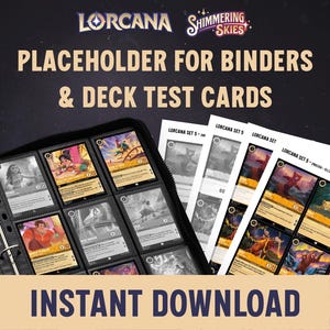 Lorcana Placeholder Cards & Deck Test Cards om zelf af te drukken - Set 5 Shimmering Skies - DIN A4 4 bestanden 25 pagina's