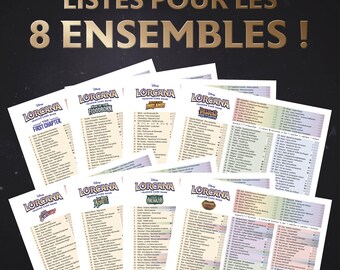 Digital Download Card List Checklist Lorcana French Set 1-8 Set Binder Overview - 8 files in the package