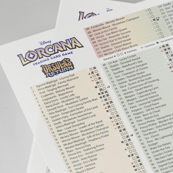 Digital Download Card List Checklist Lorcana Ursula's Return English 4th  Set Binder Overview - Etsy