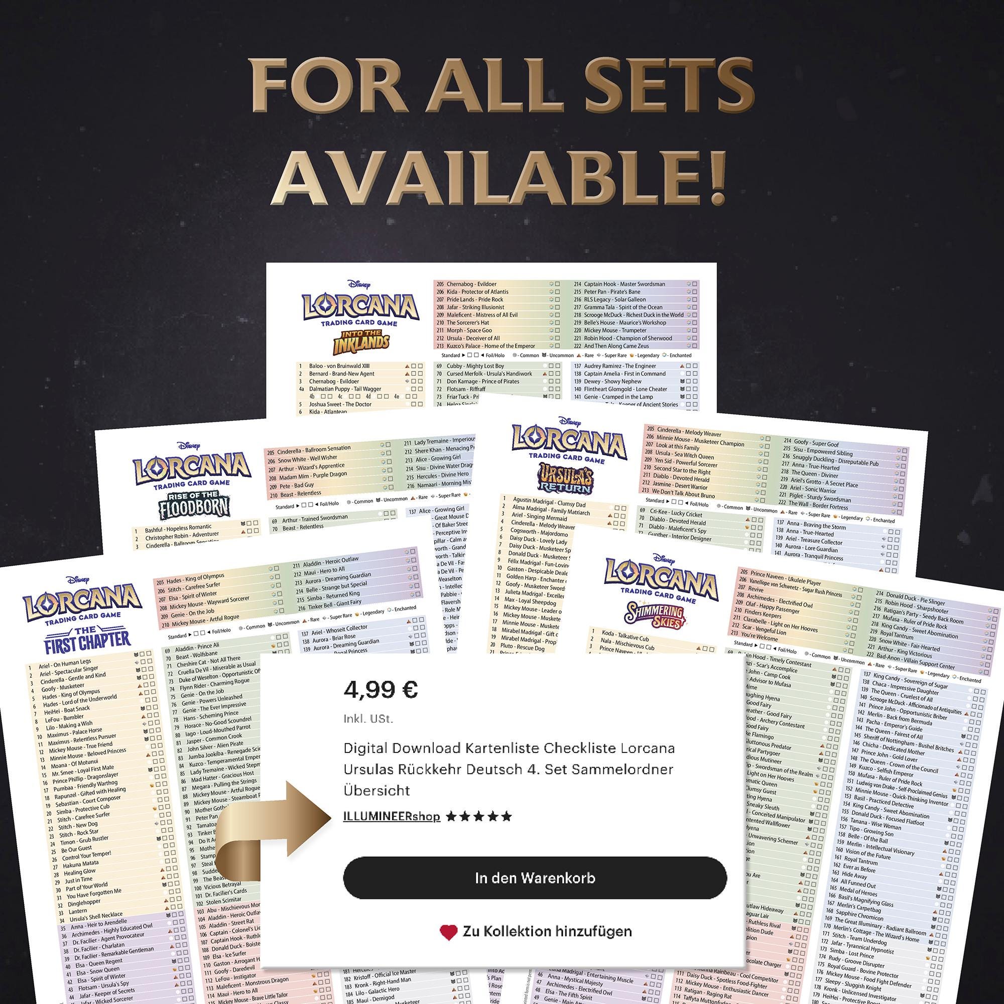 lorcana card checklist Disney Reign Of Jafar Master Set Kit  Vinyl Binder Tracker Digital Download Card List Checklist