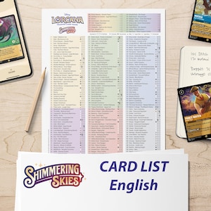 Digitale downloadkaartlijst Checklist Lorcana Shimmering Skies Engels 5e set Binder Overzicht