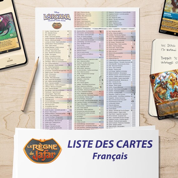 french lorcana cards Digital Download Card List Checklist Lorcana Le Règne De Jafar French 8th  Set Binder Overview