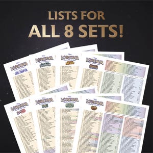 Digital Download Kartenliste Checkliste Lorcana English Set 1-8 Set Sammelordner Übersicht - 8 Dateien im Paket