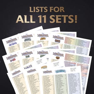 Digital Download Card List Checklist Lorcana English Set 1-11 Set Collection Folder Overview - 11 files in the package