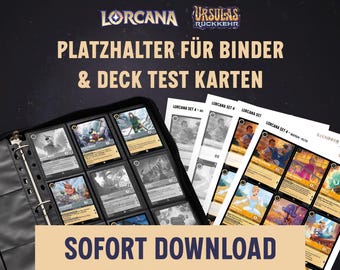 Lorcana Platzhalter Karten & Deck Test Karten zum selbstausdrucken - Set 4 Ursulas Rückkehr - DIN A4 4 Dateien 25 Seiten
