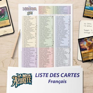 Elenco delle carte da scaricare digitali Elenco di controllo Lorcana La mer azurite Cartella del collezionista francese 6° set Panoramica