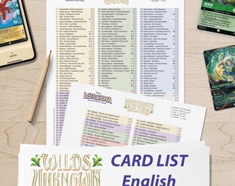 Liste de cartes inconnues de Lorcana Wilds - Coffret de 12 cartes en anglais - Aperçu du classeur - Téléchargement numérique imprimable