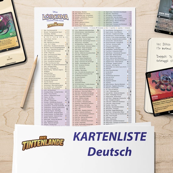 german lorcana cards Digital Download Card List Checklist Lorcana Inklands German 3rd Set  Collector's Folder Overview