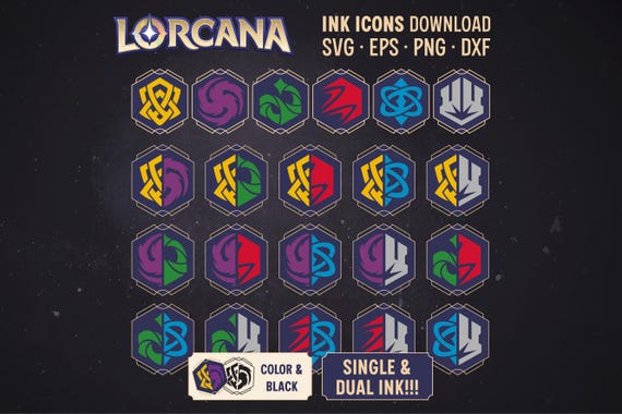 Lorcana Ink Icons | Complete Set Including Dual Inks Vector Icons Images |  Colored + Black | Digital Download - .svg, .eps, .png & .dxf - Etsy