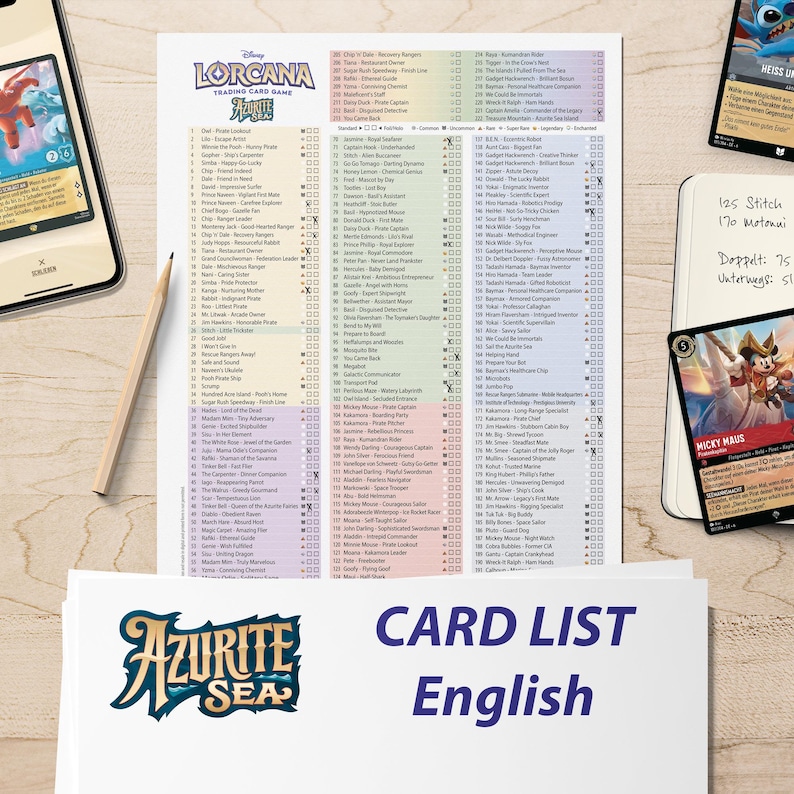 Digital Download Card List Checklist Lorcana Azurite Sea English 6th ...