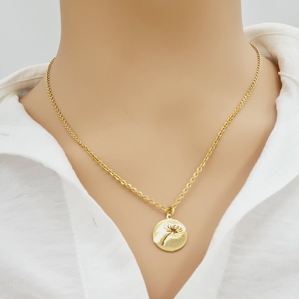 Dandelion Necklace - charm,minimalist jewelry, dainty necklace, minimal statement necklace, dandelion necklace, gift for girlfriend