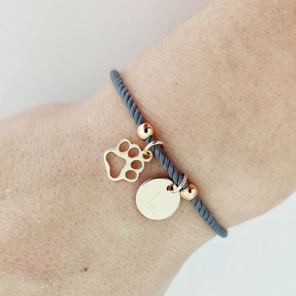 Paw charm bracelet, Personalized initial bracelet, Pet lover gift, Birthday gift, Personalised gift, Pet memorial jewelry, pet loss gift