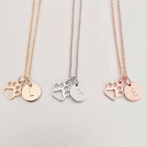 Paw charm necklace, personalised initial necklace, Pet memorial gift, pet remembrance, pet name necklace, dog memorial gift, pet keepsake