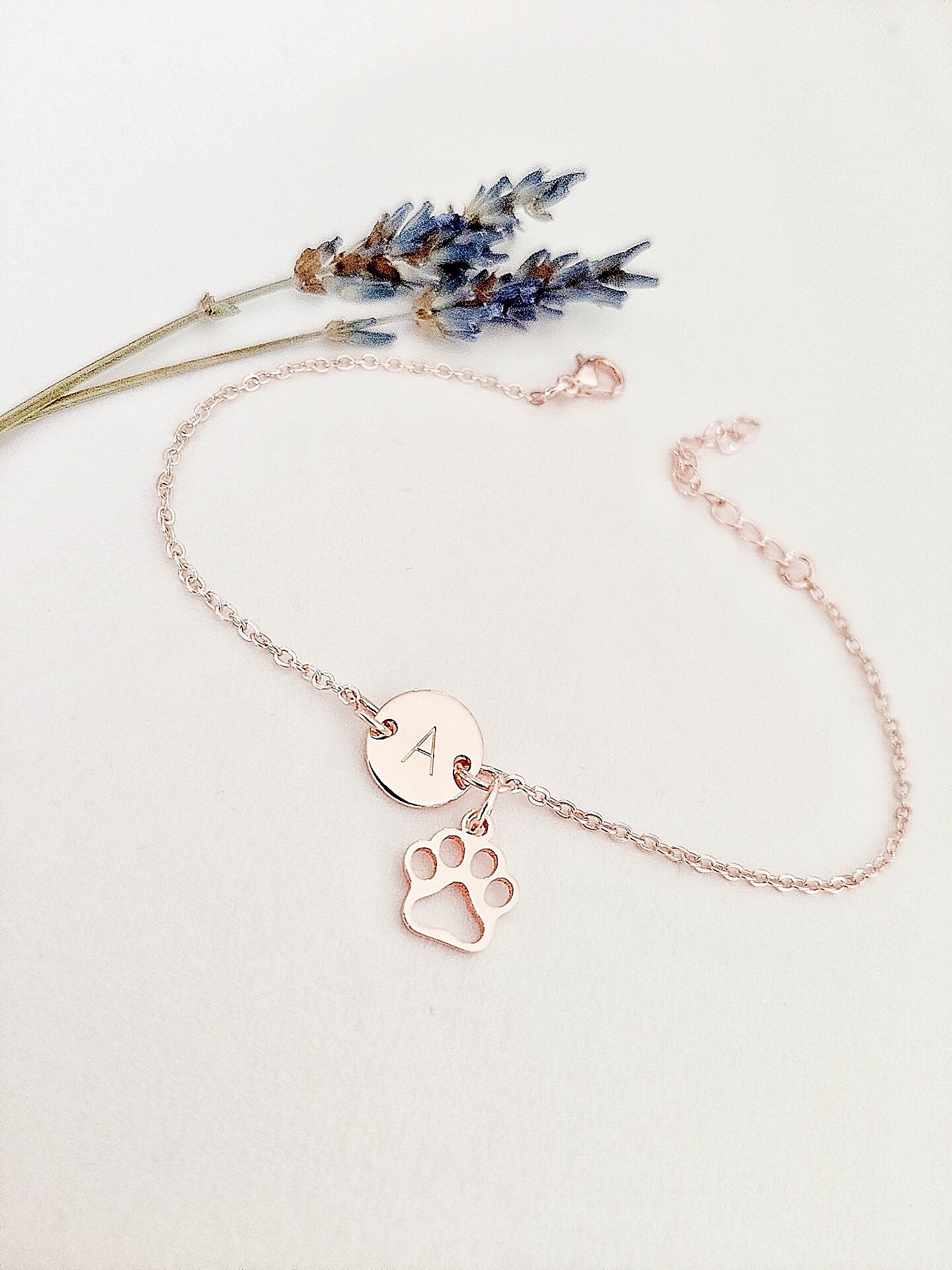 Personalized Photo Bangle with Paw Charm