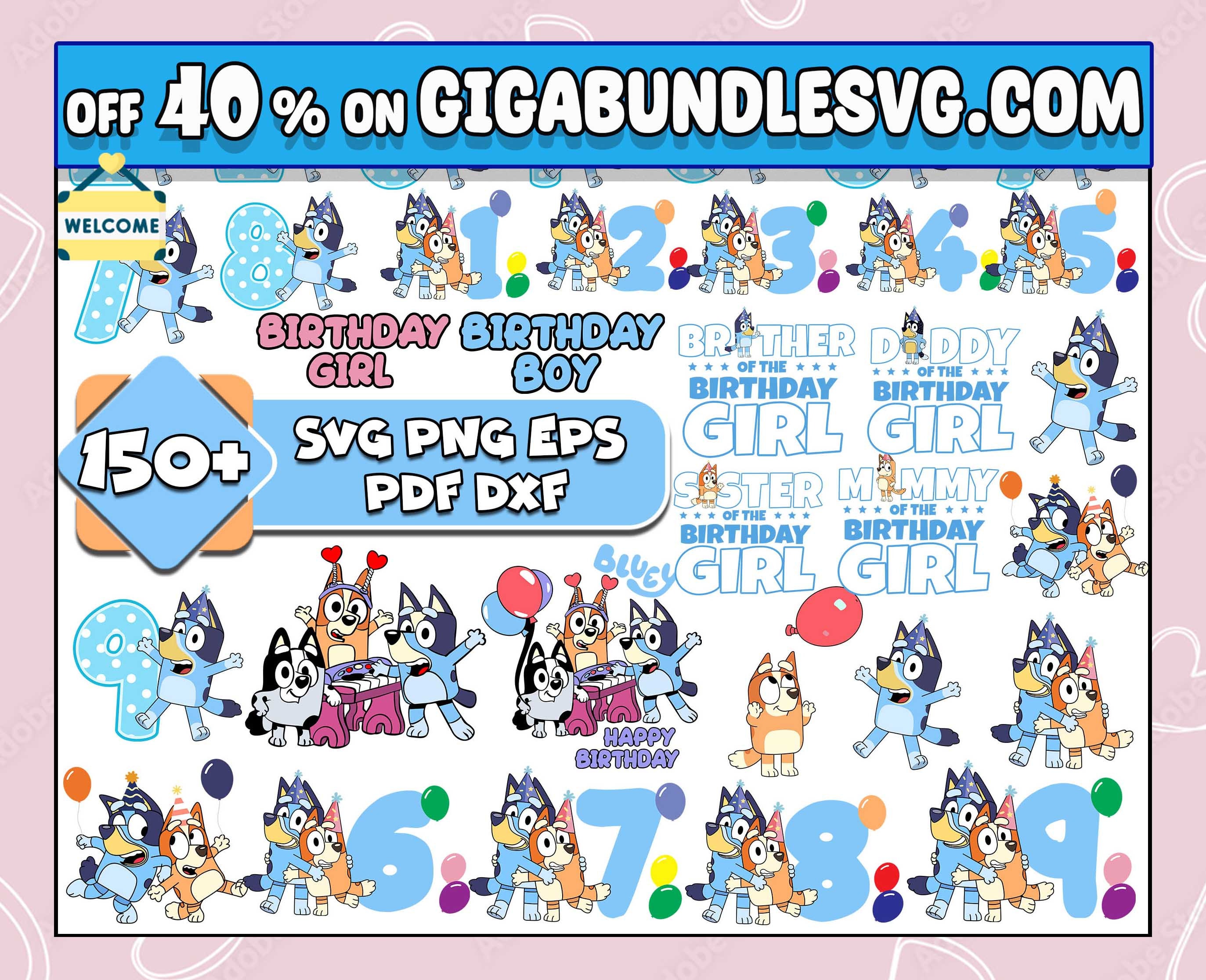 Bluey Birthday SVG Bundle Bluey Cut Files for Cricut Bluey - Etsy