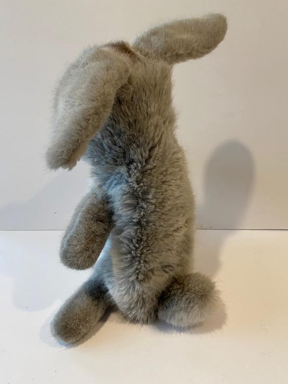 Steiff Grey / Gray Jolly Hase Rabbit Plush Handpuppet With Button