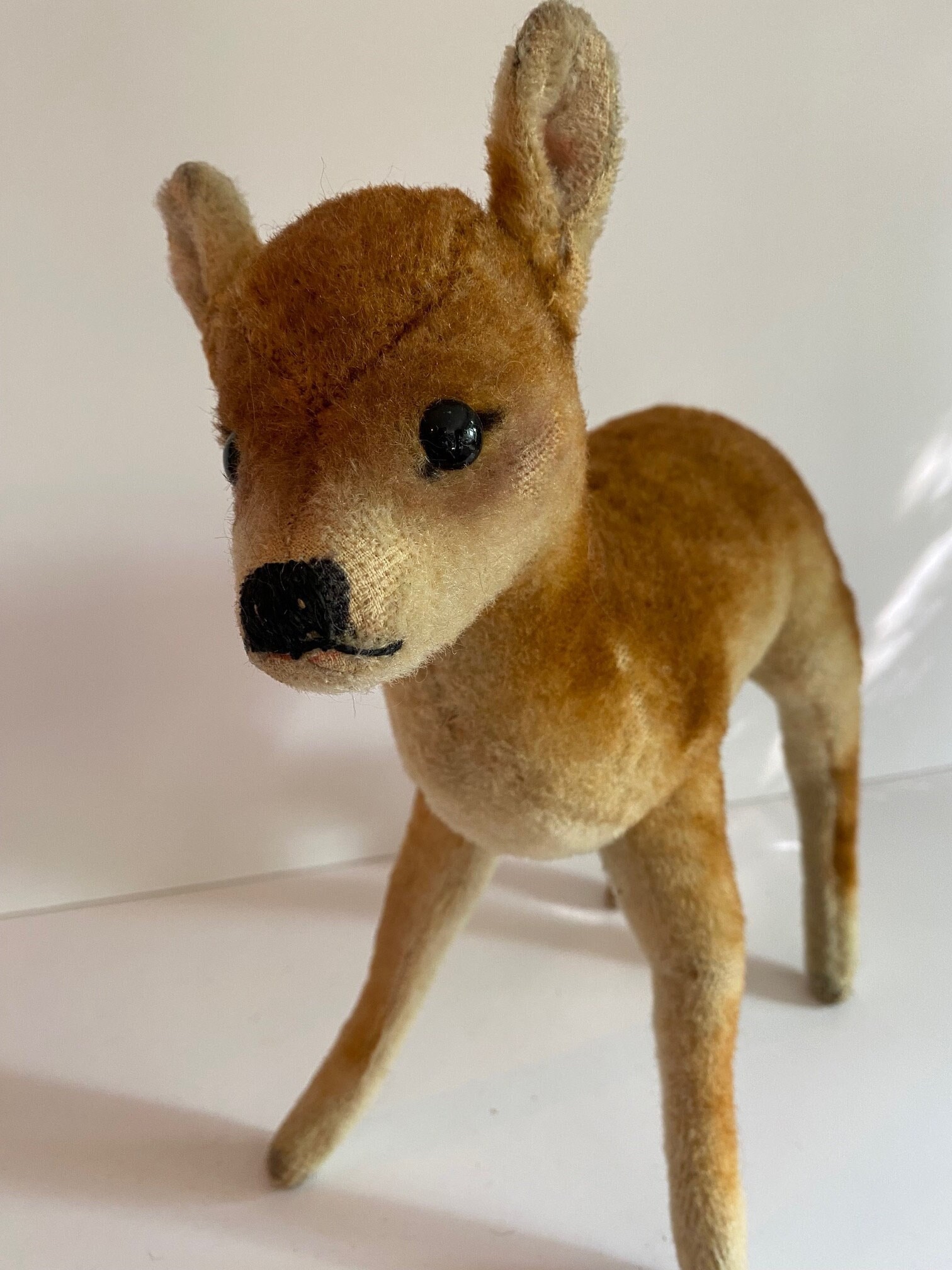 初期のシュタイフウールぬいぐるみ鹿/雌鹿、ドイツ製、1940年代頃 
