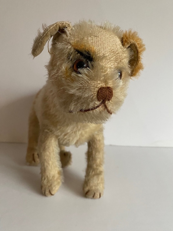 Early Steiff 1920's Spot Eye Dog / Pup on All 4's With FF Button