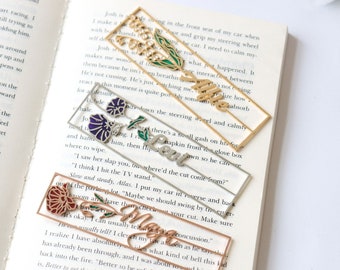 Personalized Birth Flower Book Markers, Custom Birth Flower Name Bookmark, Colorful Flower Bookmarks, Custom Gifts for Reading Lovers