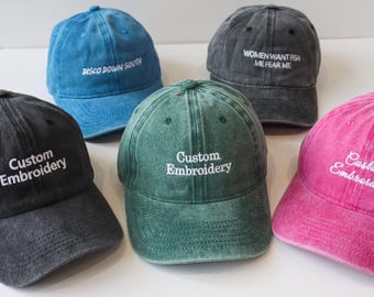Embroidered vintage washed hat, personalized dad hat, embroidered logo, baseball hat, single girl hat, customized hat