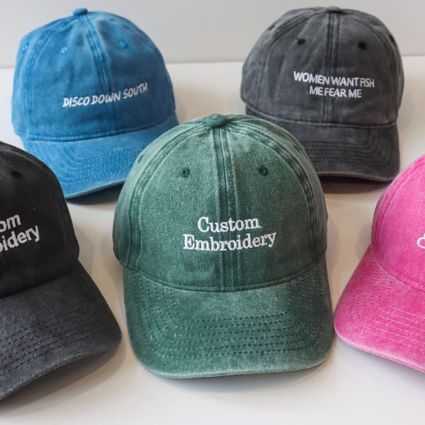 Embroidered vintage washed hat, personalized dad hat, embroidered logo, baseball hat, single girl hat, customized hat
