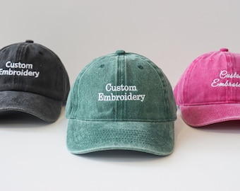 Embroidered vintage washed hat, personalized dad hat, embroidered logo, baseball hat, single girl hat, customized hat