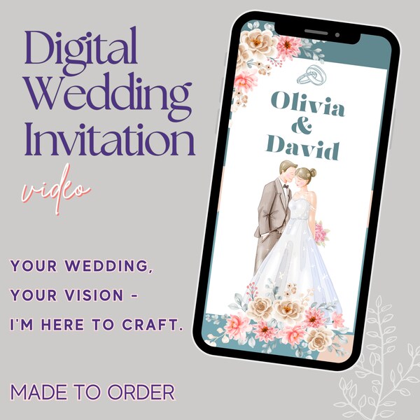 Digitales Hochzeitseinladungsvideo, Hochzeitseinladung mit Foto, Moderne Hochzeitseinladung, Hochzeit Evite, Digitaler Download, 00123