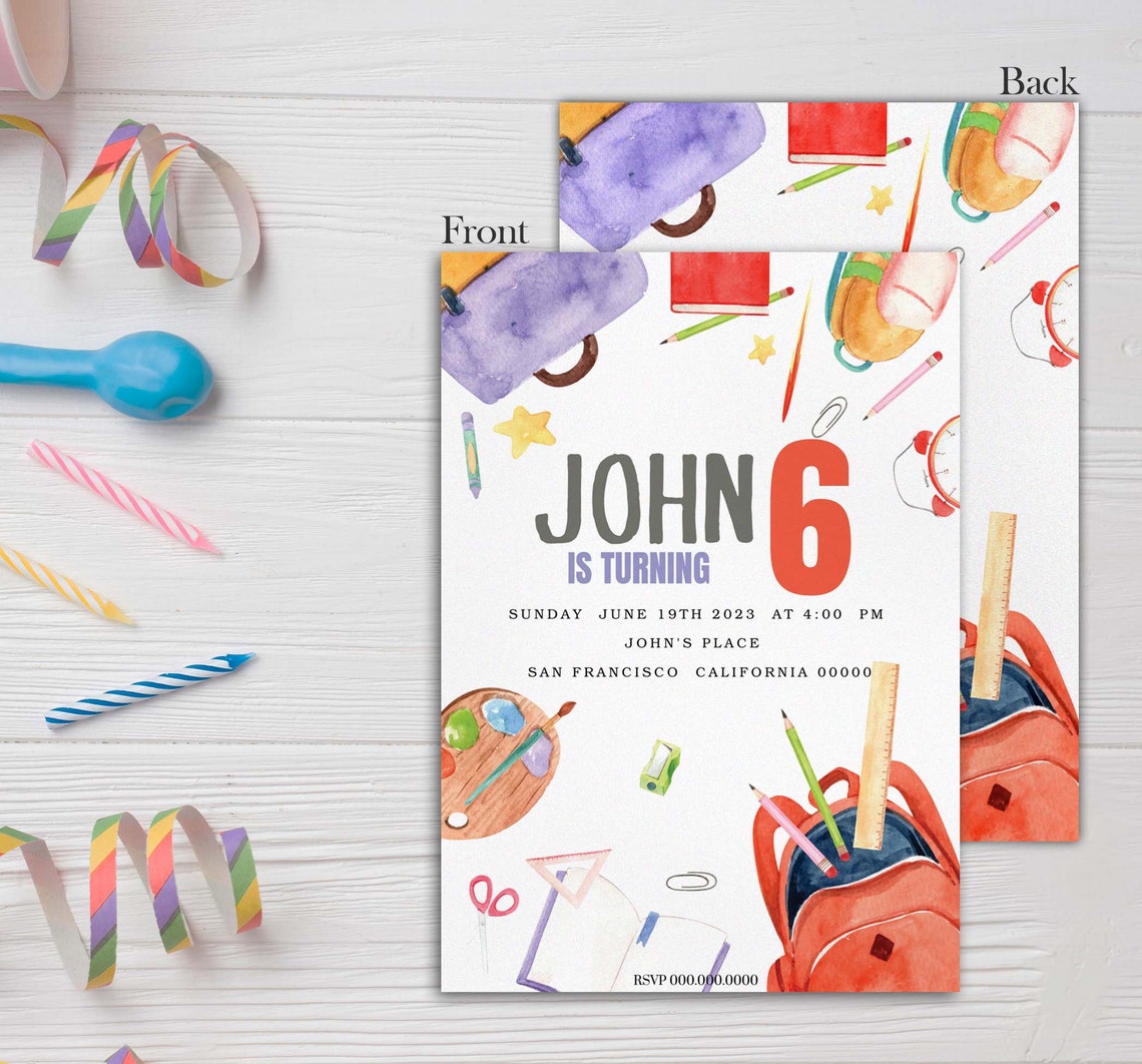 Editable Back to School Party Invitation Printable Back to School Bash ...