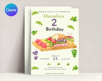 Fruit Birthday Invitation, Editable, Fruits Invitation, Summer Birthday Party Fruit Birthday Invitation Party Invite Template Instant- Fruit