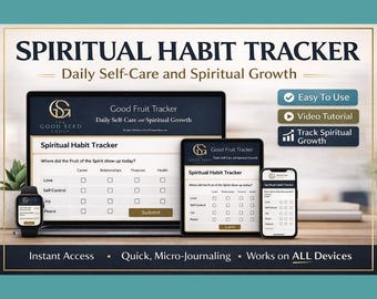 Spiritual Habit Tracker | Fruit of the Spirit Tracker | Faith Self Reflection | Digital Growth Journal