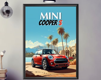 Mid-century Mini Cooper Poster Car Print Birthday Wall - Etsy