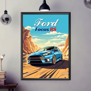 Ford Focus St-line Facelift Mk4,5 Art Car Illustration Printed on