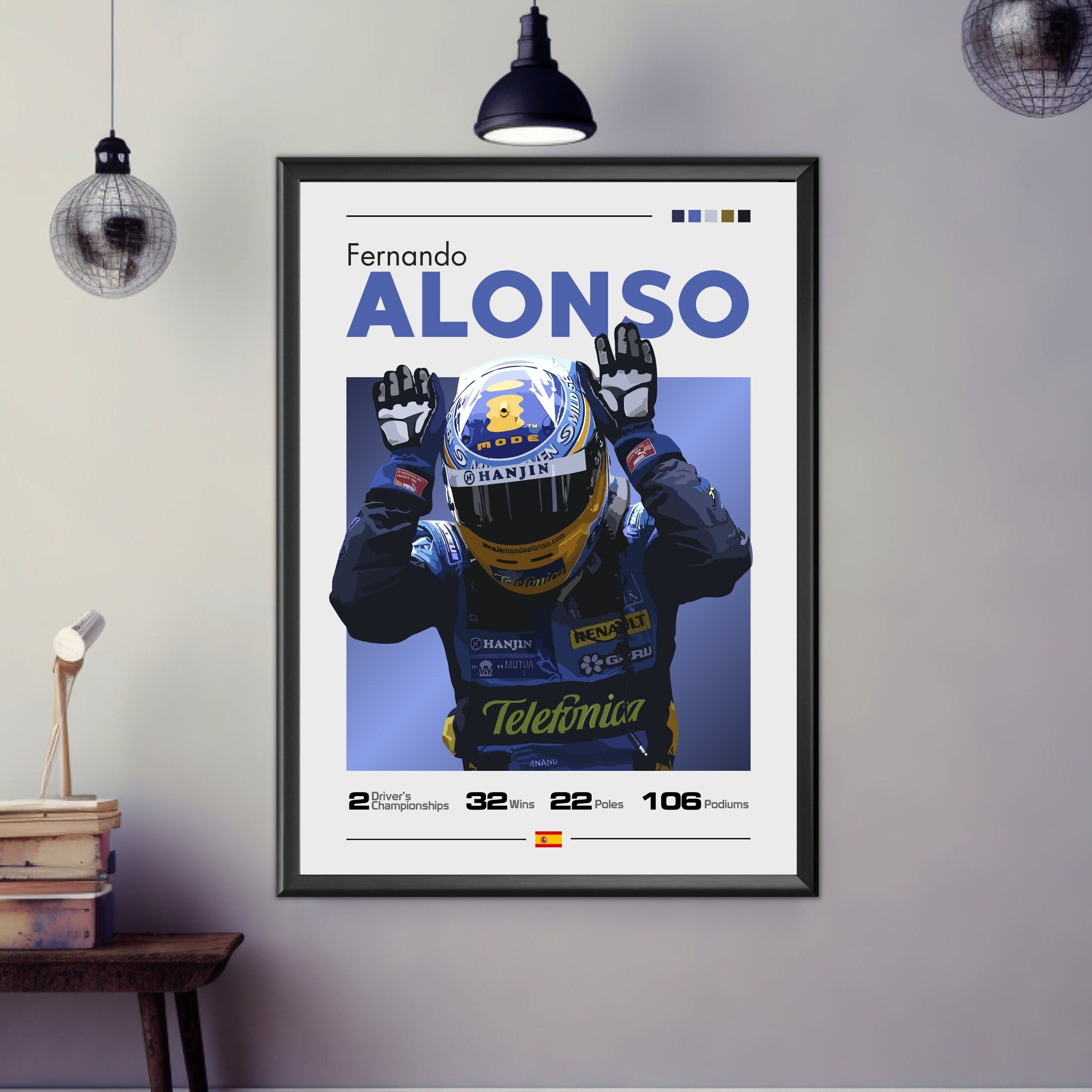  Fernando Alonso Poster 05 Wall Art Canvas Print Poster Home  Bathroom Bedroom Office Living Room Decor Canvas Poster  Unframe：20x30inch(50x75cm): Posters & Prints